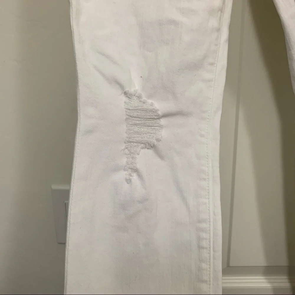 J Crew White Distressed Lookout High Rise Skinny Crop Jeans Size 26